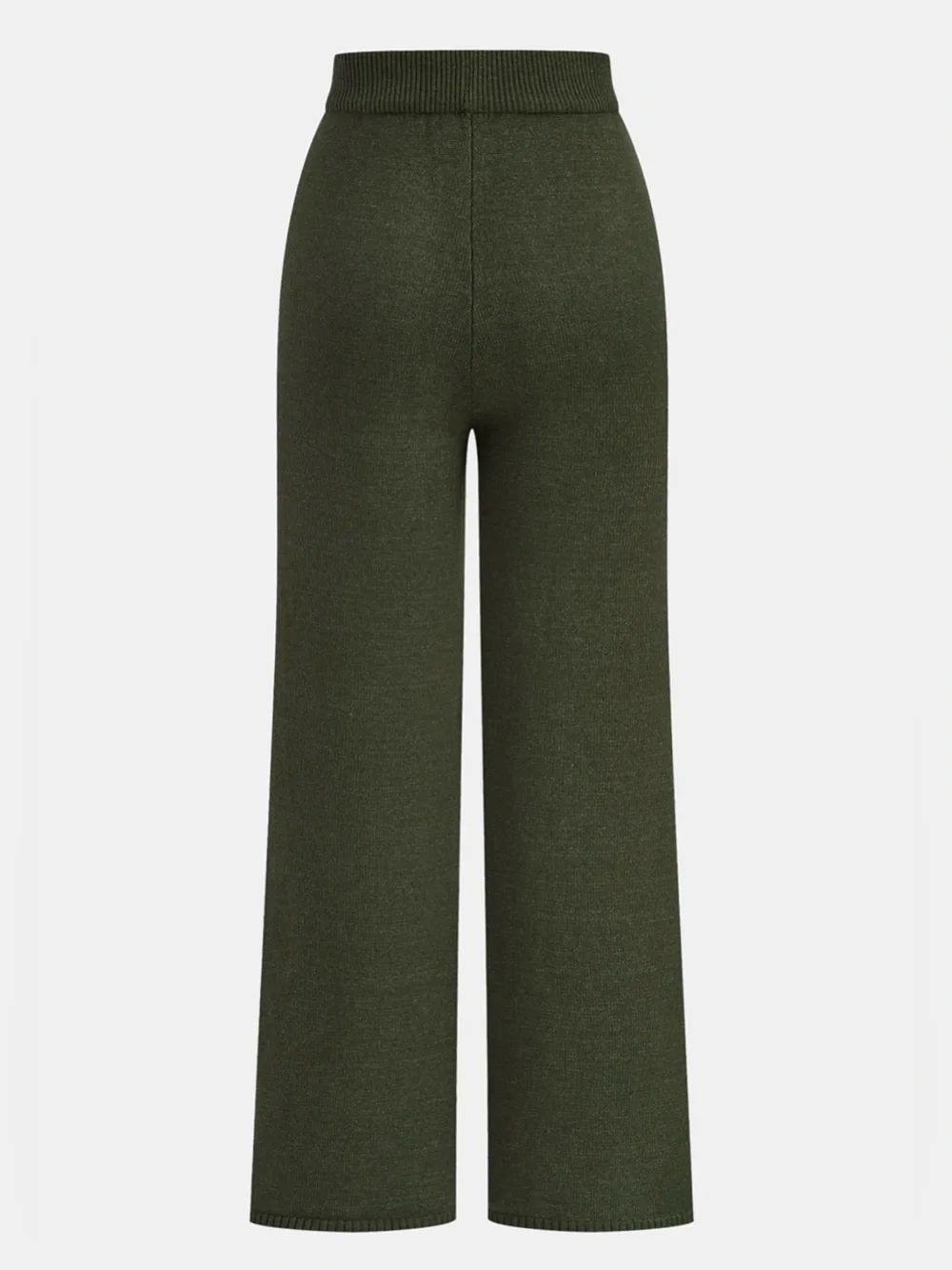 Commense Cable-Knit V-Neck Sweater & Wide-Leg Knit Pants Set